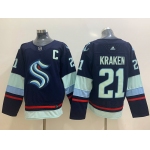 Men's Seattle Kraken #21 Kraken Navy Blue Stitched Adidas NHL Jersey