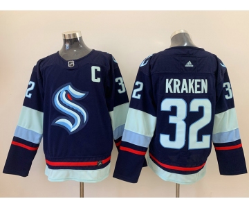 Men's Seattle Kraken #32 Kraken Navy Blue Stitched Adidas NHL Jersey