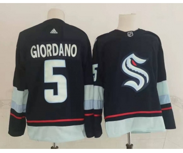 Men's Seattle Kraken #5 Mark Giordano Navy Blue Adidas Stitched NHL Jersey