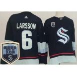 Men's Seattle Kraken #6 Adam Larsson Navy 2021-22 Season Inaugural Authentic Jersey