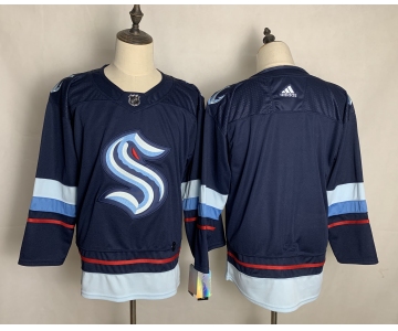 Men's Seattle Kraken Blank Navy Blue Stitched Adidas NHL Jersey