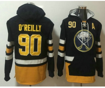 Men's Buffalo Sabres #90 Ryan O'Reilly Navy Blue Pocket Stitched NHL Old Time Hockey Pullover Hoodie