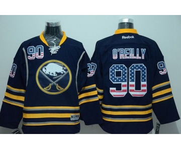 Men's Buffalo Sabres #90 Ryan O'Reilly Reebok Navy Blue USA Flag Hockey Jersey