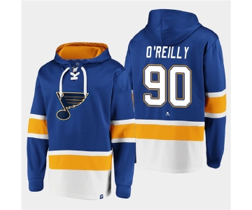 Men's St. Louis Blues #90 Ryan O'Reilly Blue Ageless Must-Have Lace-Up Pullover Hoodie