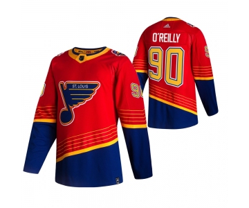 St. Louis Blues #90 Ryan O'Reilly Red Men's Adidas 2020-21 Reverse Retro Alternate NHL Jersey