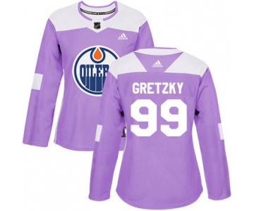 Adidas Edmonton Oilers #99 Wayne Gretzky Purple Authentic Fights Cancer Women's Stitched NHL Jersey