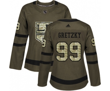 Adidas Los Angeles Kings #99 Wayne Gretzky Green Salute to Service Women's Stitched NHL Jersey