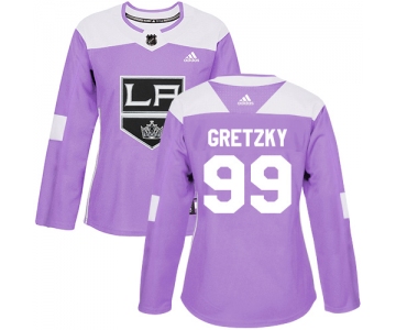 Adidas Los Angeles Kings #99 Wayne Gretzky Purple Authentic Fights Cancer Women's Stitched NHL Jersey