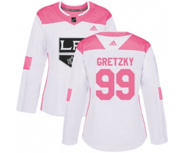 Adidas Los Angeles Kings #99 Wayne Gretzky White Pink Authentic Fashion Women's Stitched NHL Jersey