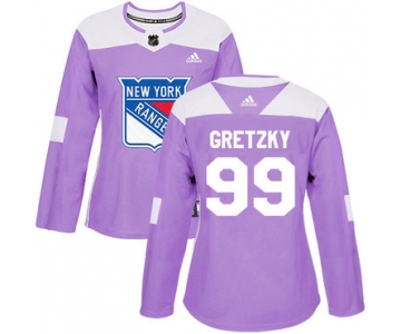 Adidas New York Rangers #99 Wayne Gretzky Purple Authentic Fights Cancer Women's Stitched NHL Jersey