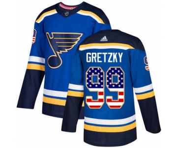 Adidas St. Louis Blues #99 Wayne Gretzky Blue Home Authentic USA Flag Stitched Youth NHL Jersey