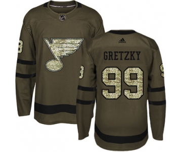 Adidas St. Louis Blues #99 Wayne Gretzky Green Salute to Service Stitched Youth NHL Jersey