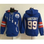 Edmonton Oilers #99 Wayne Gretzky Light Blue Women's Old Time Heidi NHL Hoodie