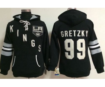 Los Angeles Kings #99 Wayne Gretzky Black Women's Old Time Heidi NHL Hoodie