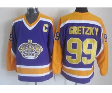 Los Angeles Kings #99 Wayne Gretzky Purple With Yellow Throwback CCM Jersey