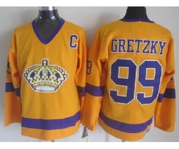 Los Angeles Kings #99 Wayne Gretzky Yellow Throwback CCM Jersey