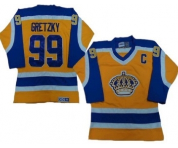 Los Angeles Kings #99 Wayne Gretzky Yellow With Purple Throwback CCM Jersey