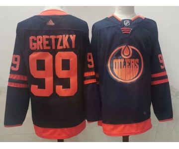 Men's Edmonton Oilers #99 Wayne Gretzky Navy Blue 50th Anniversary Adidas Stitched NHL Jersey