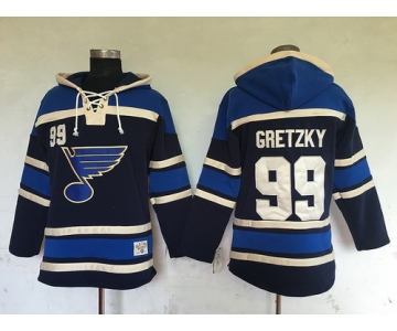 Men's St. Louis Blues #99 Wayne Gretzky Navy Blue Old Time Hockey Hoodie