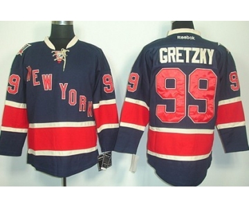 New York Rangers #99 Wayne Gretzky Navy Blue Third 85TH Jersey