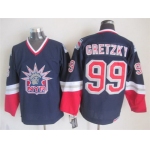 New York Rangers #99 Wayne Gretzky Navy Blue Throwback CCM Jersey