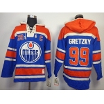 Old Time Hockey Edmonton Oilers #99 Wayne Gretzky Royal Blue Hoodie