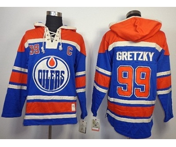 Old Time Hockey Edmonton Oilers #99 Wayne Gretzky Royal Blue Hoodie
