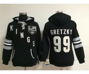 Old Time Hockey Los Angeles Kings #99 Wayne Gretzky Black Womens Hoodie