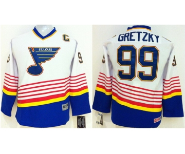 St. Louis Blues #99 Wayne Gretzky White Throwback CCM Kids Jersey