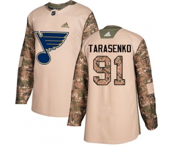 Adidas Blues #91 Vladimir Tarasenko Camo Authentic 2017 Veterans Day Stitched NHL Jersey