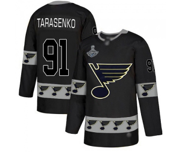 Blues #91 Vladimir Tarasenko Black Authentic Team Logo Fashion Stanley Cup Champions Stitched Hockey Jersey