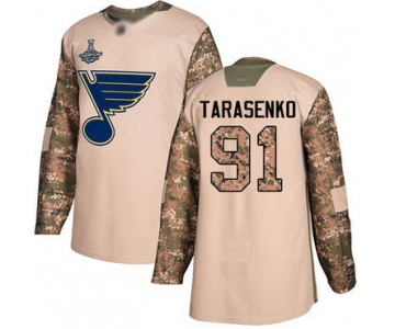 Blues #91 Vladimir Tarasenko Camo Authentic 2017 Veterans Day Stanley Cup Champions Stitched Hockey Jersey