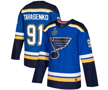 Men's St. Louis Blues #91 Vladimir Tarasenko Blue Home Authentic 2019 Stanley Cup Final Bound Stitched Hockey Jersey