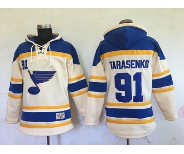 Men's St. Louis Blues #91 Vladimir Tarasenko Cream Old Time Hockey Hoodie