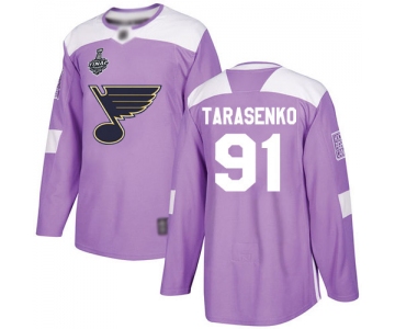Men's St. Louis Blues #91 Vladimir Tarasenko Purple Authentic Fights Cancer 2019 Stanley Cup Final Bound Stitched Hockey Jersey