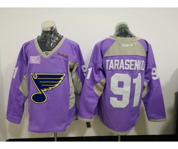 Men's St. Louis Blues #91 Vladimir Tarasenko Purple Pink Hockey Fights Cancer Practice Stitched NHL Reebok Hockey Jersey