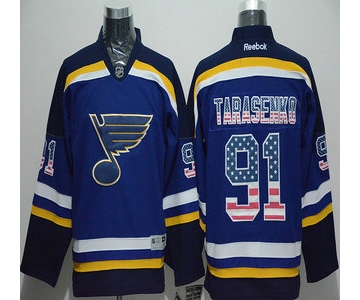 Men's St. Louis Blues #91 Vladimir Tarasenko USA Flag Fashion Blue Jersey