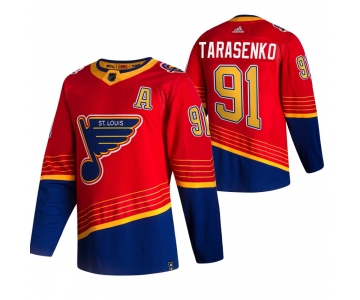 St. Louis Blues #91 Vladimir Tarasenko Red Men's Adidas 2020-21 Reverse Retro Alternate NHL Jersey