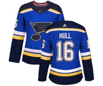 Adidas St.Louis Blues #16 Brett Hull Blue Home Authentic Women's Stitched NHL Jersey