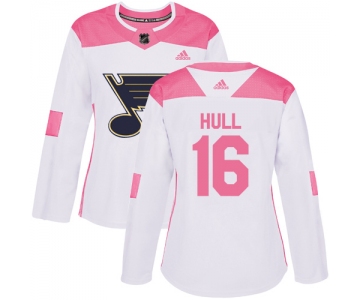 Adidas St.Louis Blues #16 Brett Hull White Pink Authentic Fashion Women's Stitched NHL Jersey