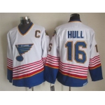St. Louis Blues #16 Brett Hull 1995 White Throwback CCM Jersey