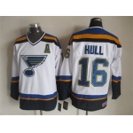 St. Louis Blues #16 Brett Hull 2014 White Throwback CCM Jersey