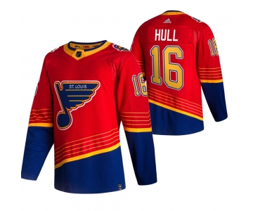 St. Louis Blues #16 Brett Hull Red Men's Adidas 2020-21 Reverse Retro Alternate NHL Jersey