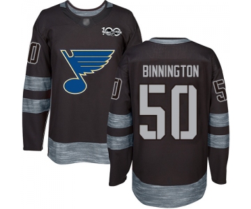 Blues #50 Jordan Binnington Black 1917-2017 100th Anniversary Stitched Hockey Jersey