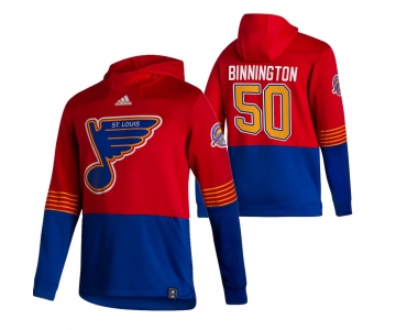 St. Louis Blues #50 Jordan Binnington Adidas Reverse Retro Pullover Hoodie Red