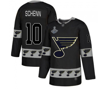 Blues #10 Brayden Schenn Black Authentic Team Logo Fashion Stanley Cup Champions Stitched Hockey Jersey