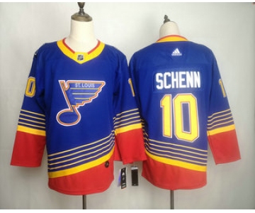 Men's St. Louis Blues #10 Brayden Schenn Blue Adidas Stitched NHL Throwback Jersey