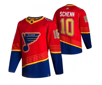 St. Louis Blues #10 Brayden Schenn Red Men's Adidas 2020-21 Reverse Retro Alternate NHL Jersey