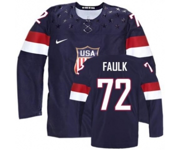 2014 Olympics USA #72 Justin Faulk Navy Blue Jersey