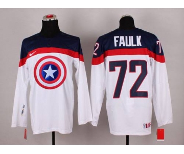 2015 Men's Team USA #72 Justin Faulk Captain America Fashion White Jersey